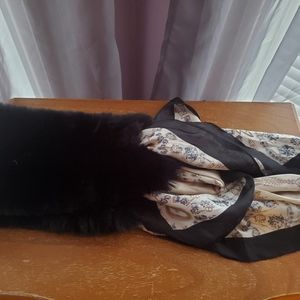 NWOT Fur wrap with silk scarf